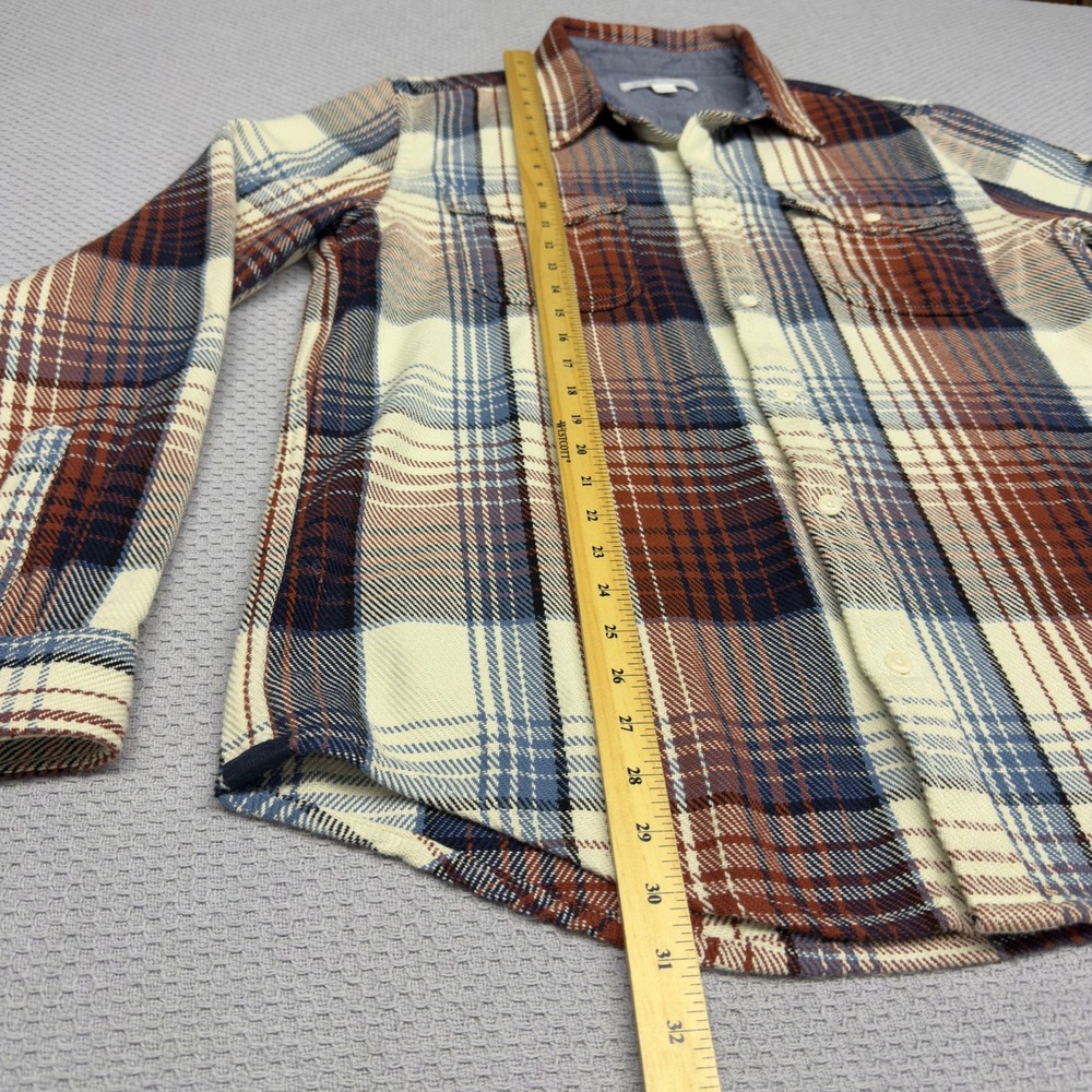 Outerknown Blanket Shirt Mens XL Organic Cotton Plaid Button Down Brown Blue - Picture 7 of 7